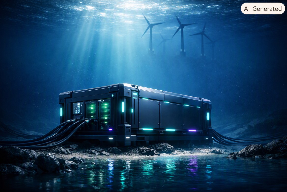 Illustrazione su data center sottomarini e ambiente